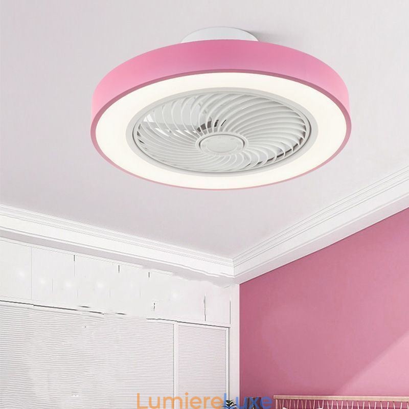 Plafonnier rond en acrylique avec ventilateur et télécommande