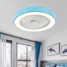 Plafonnier rond en acrylique avec ventilateur et télécommande