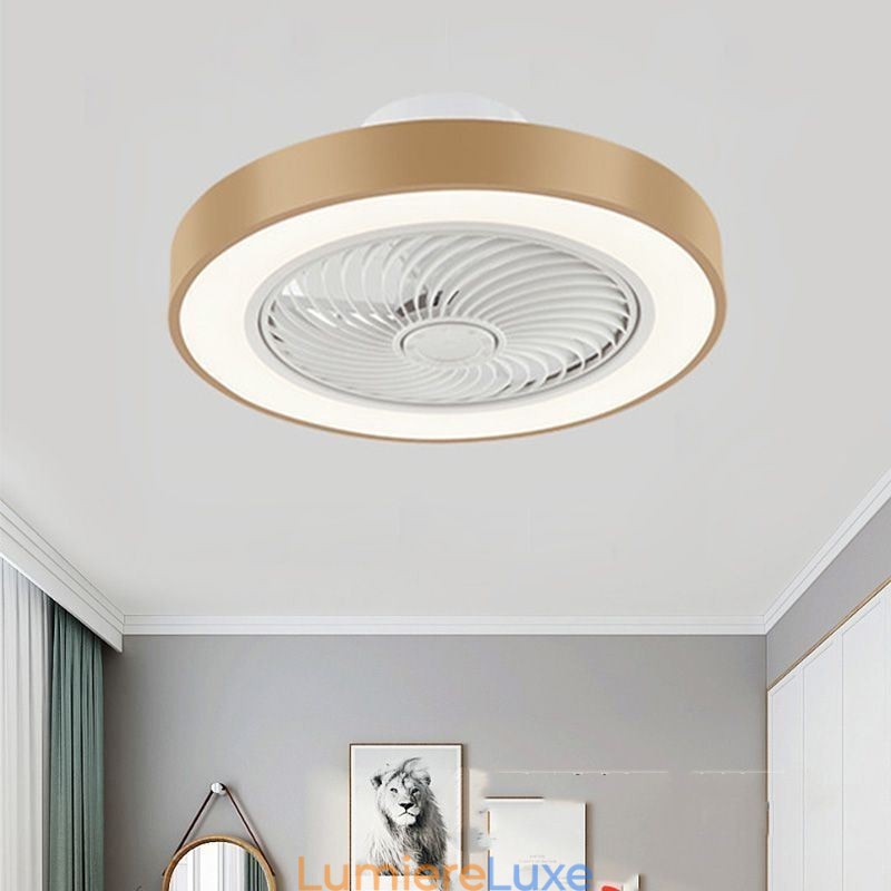 Plafonnier rond en acrylique avec ventilateur et télécommande