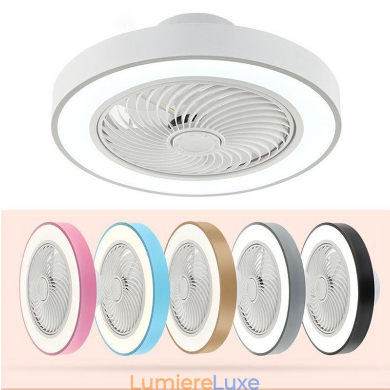 Plafonnier rond en acrylique avec ventilateur et télécommande