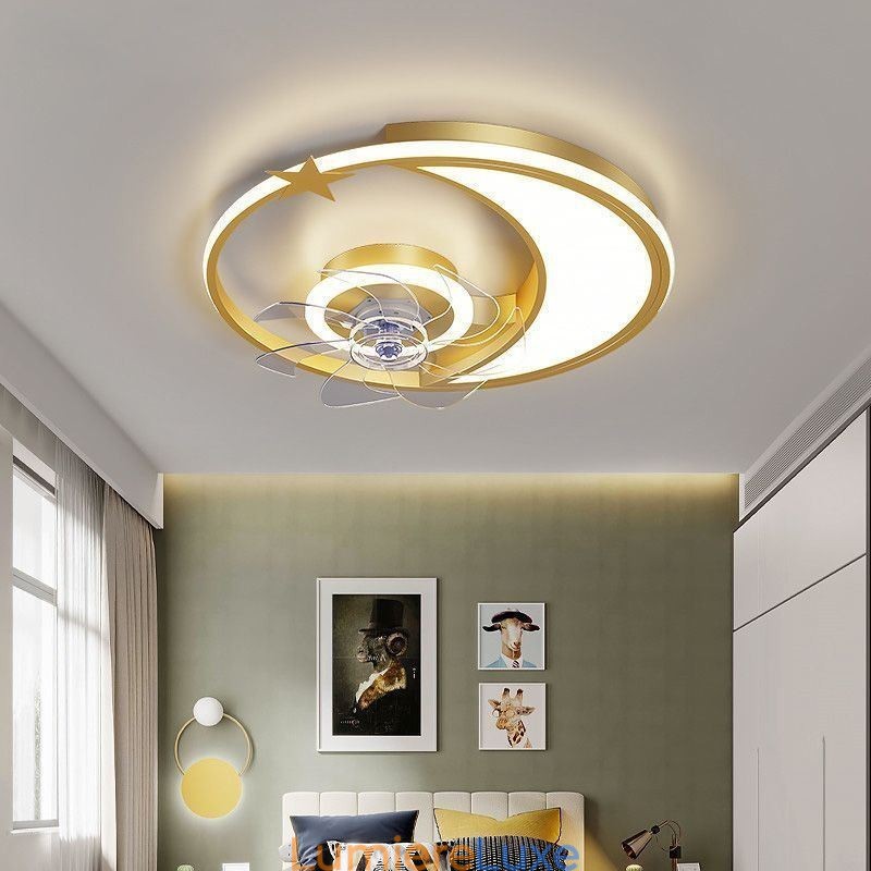 Plafonnier créatif avec ventilateur de plafond en forme de lune