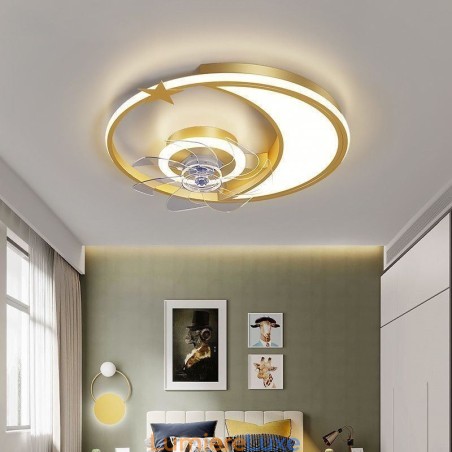 Plafonnier créatif avec ventilateur de plafond en forme de lune Plafonnier créatif avec ventilateur de plafond en forme de lune
