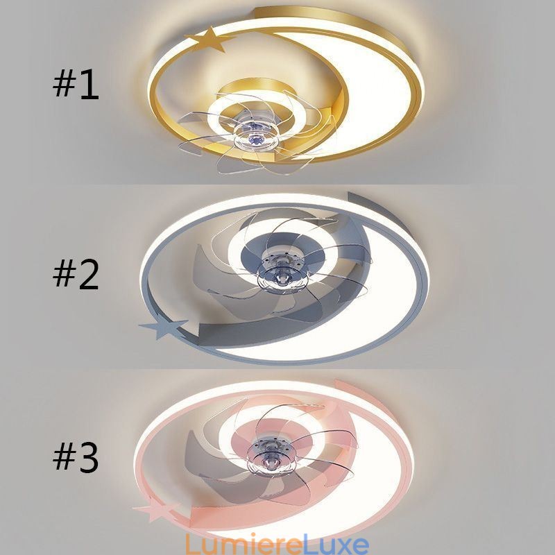 Plafonnier créatif avec ventilateur de plafond en forme de lune