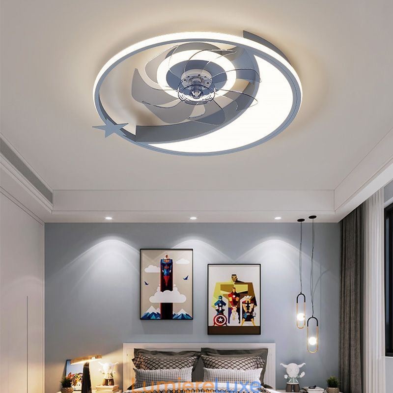 Plafonnier créatif avec ventilateur de plafond en forme de lune