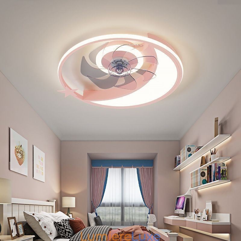 Plafonnier créatif avec ventilateur de plafond en forme de lune
