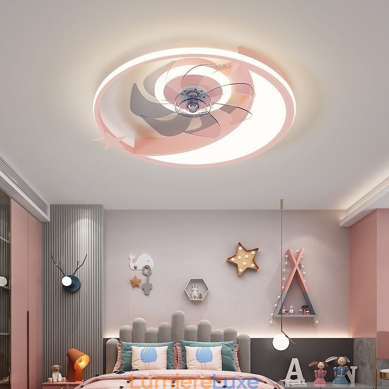 Plafonnier créatif avec ventilateur de plafond en forme de lune