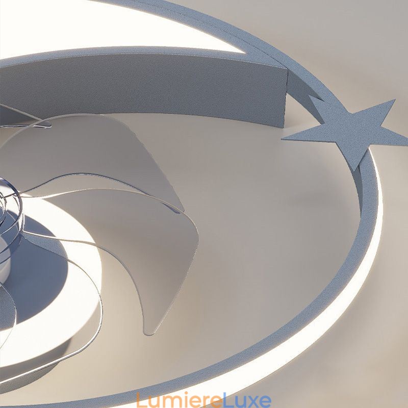 Plafonnier créatif avec ventilateur de plafond en forme de lune