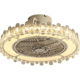 Plafonnier rond en cristal doré avec ventilateur