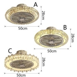Plafonnier rond en cristal doré avec ventilateur