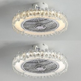 Plafonnier rond en cristal doré avec ventilateur