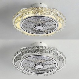 Plafonnier rond en cristal doré avec ventilateur