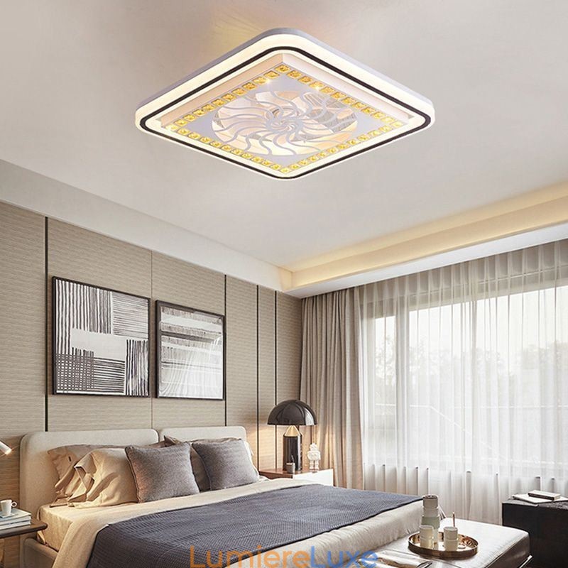 Ventilateur de plafond intelligent avec variateur d'intensité lumineuse et décoration
