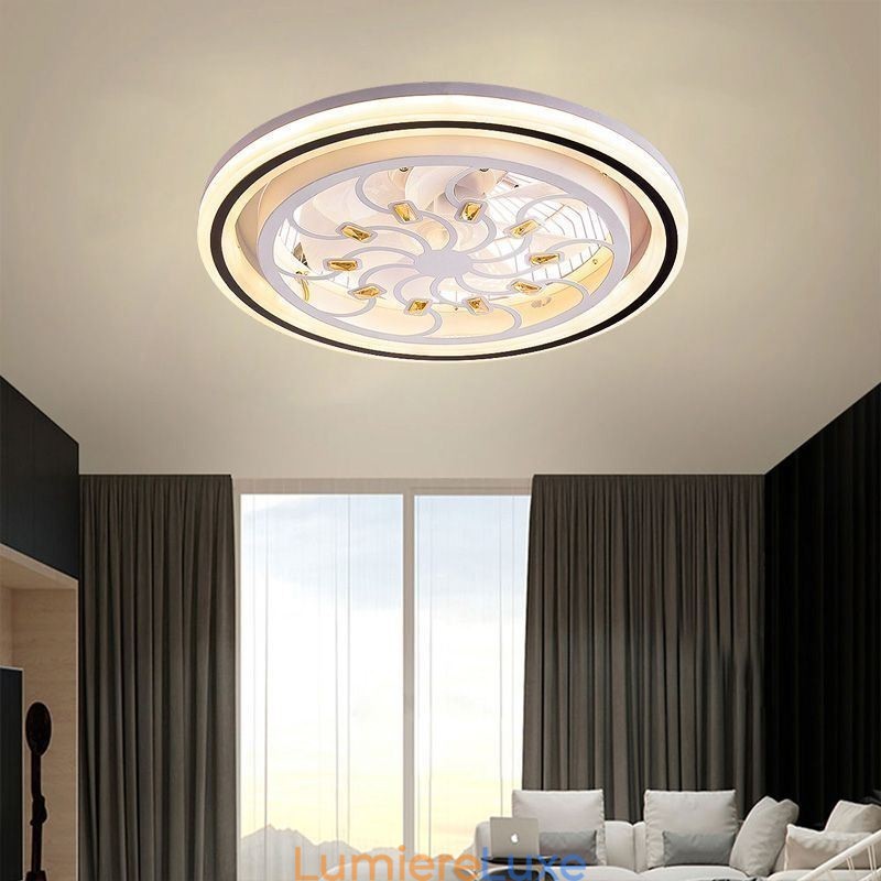 Ventilateur de plafond intelligent avec variateur d'intensité lumineuse et décoration