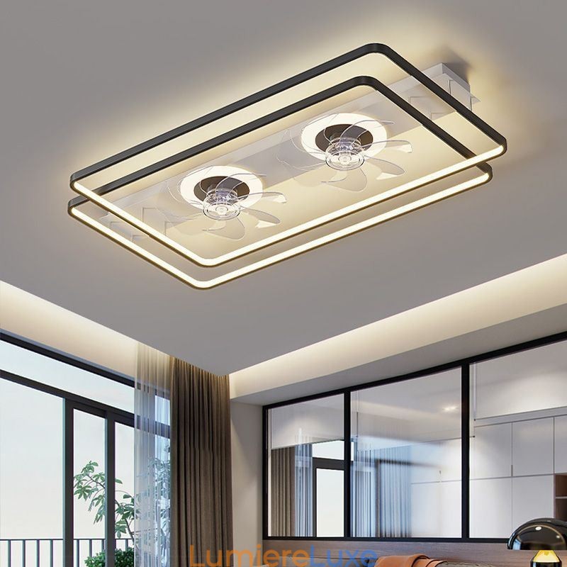 Ventilateur de plafond encastré moderne avec lumières et télécommande
