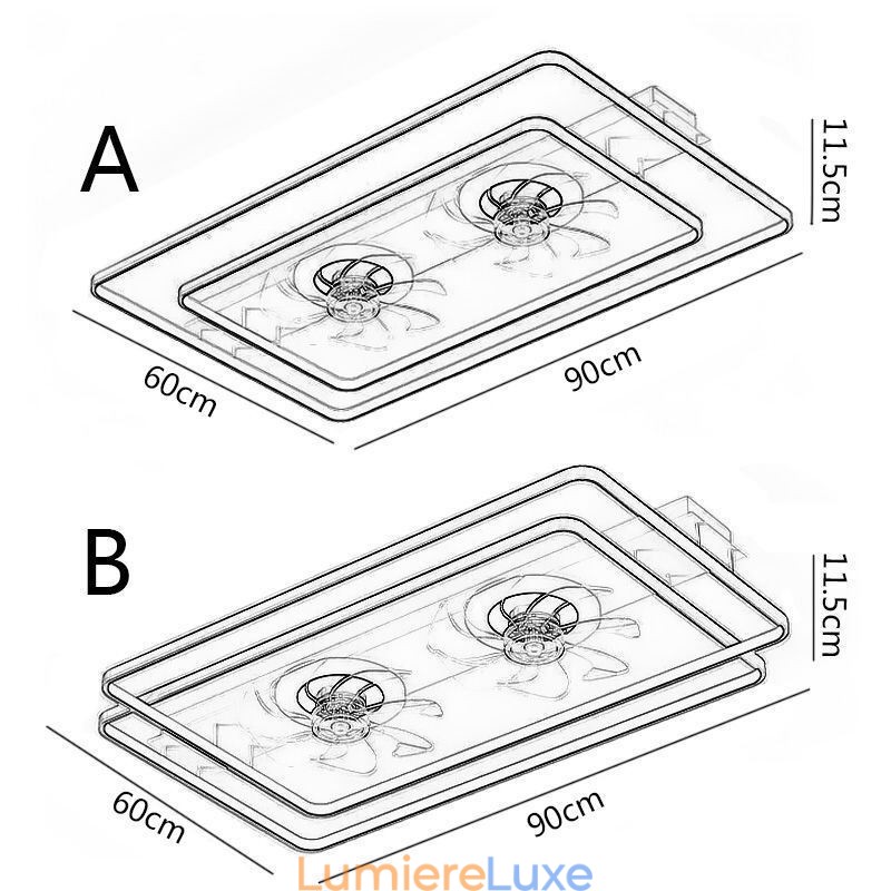 Ventilateur de plafond encastré moderne avec lumières et télécommande