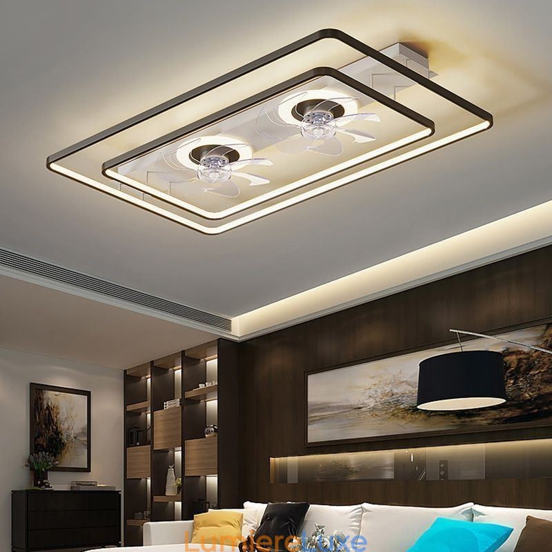 Ventilateur de plafond encastré moderne avec lumières et télécommande
