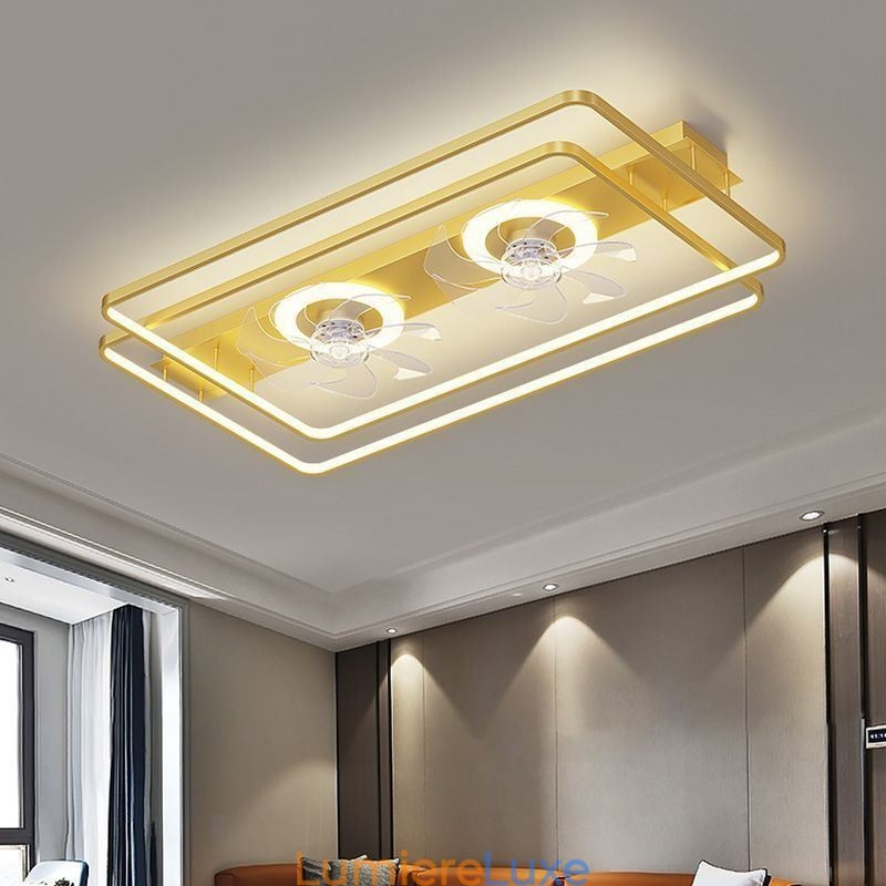 Ventilateur de plafond encastré moderne avec lumières et télécommande