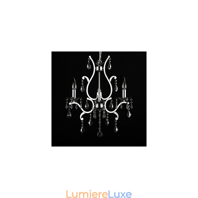 Lustre en cristal à 3 lumières en métal