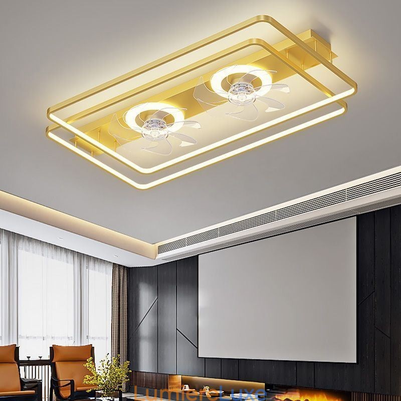Ventilateur de plafond encastré moderne avec lumières et télécommande