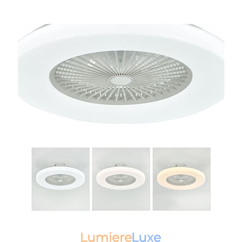 Ventilateur de plafond trichromatique à intensité variable, télécommande à 3 vitesses