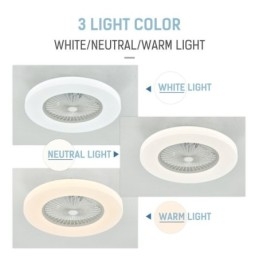 Ventilateur de plafond trichromatique à intensité variable, télécommande à 3 vitesses