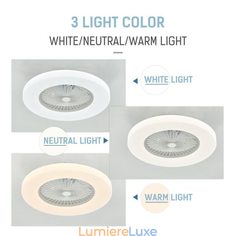 Ventilateur de plafond trichromatique à intensité variable, télécommande à 3 vitesses