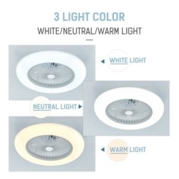 Ventilateur de plafond trichromatique à intensité variable avec télécommande 3 vitesses