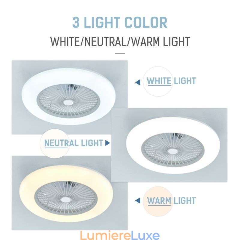 Ventilateur de plafond trichromatique à intensité variable avec télécommande 3 vitesses