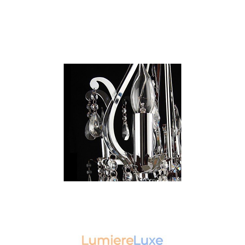 Lustre en cristal à 3 lumières en métal