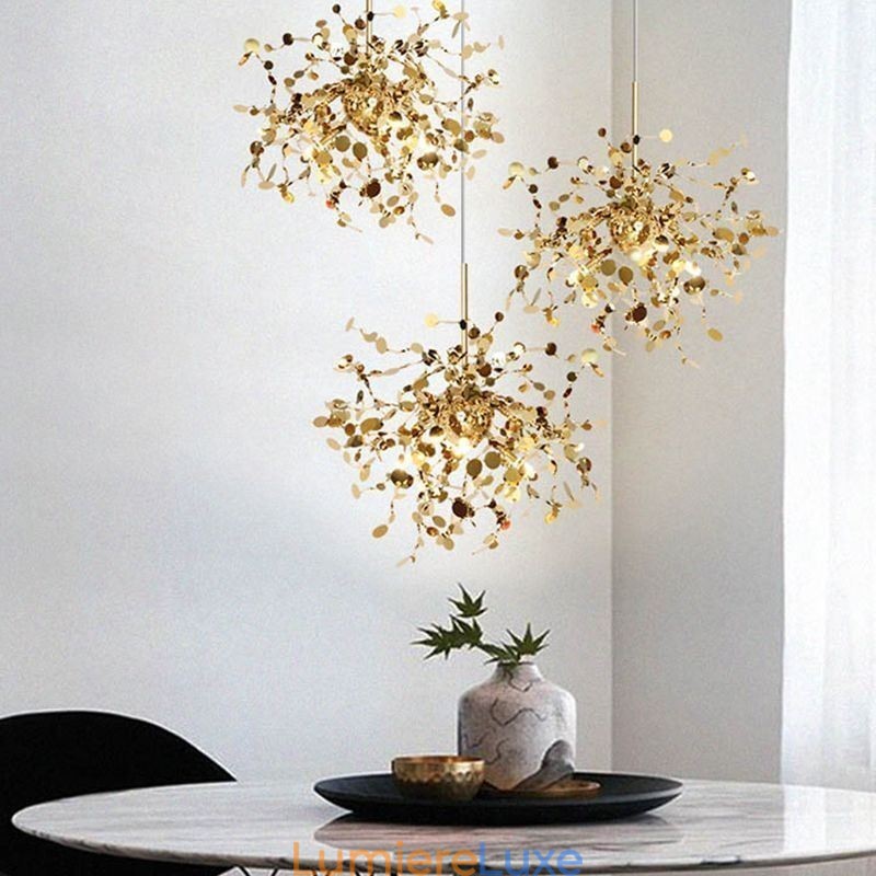 Lustre à 3 lumières en acier inoxydable, luminaire suspendu et plafonnier