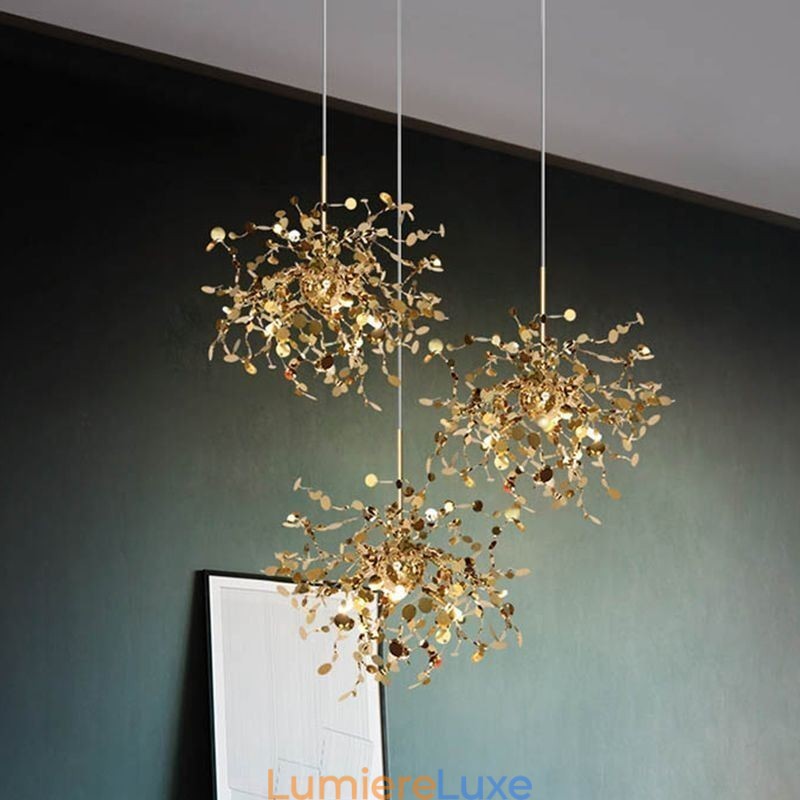 Lustre à 3 lumières en acier inoxydable, luminaire suspendu et plafonnier