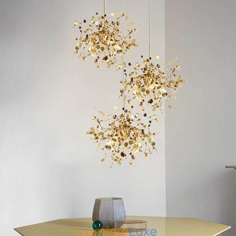 Lustre à 3 lumières en acier inoxydable, luminaire suspendu et plafonnier