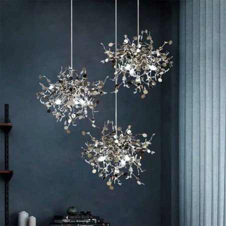 Lustre à paillettes en acier inoxydable, éclairage suspendu pour salle à manger Lustre à paillettes en acier inoxydable, éclairage suspendu pour salle à manger