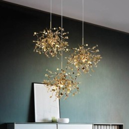 Lustre à paillettes en acier inoxydable, éclairage suspendu pour salle à manger
