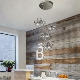 Lustre à paillettes en acier inoxydable, éclairage suspendu pour salle à manger