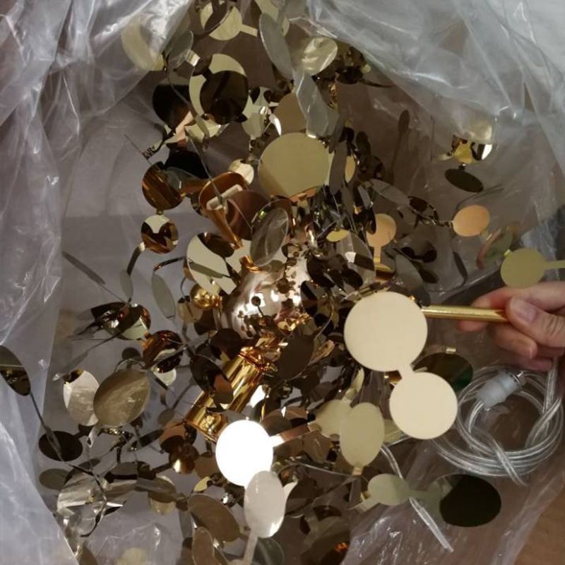 Lustre à paillettes en acier inoxydable, éclairage suspendu pour salle à manger
