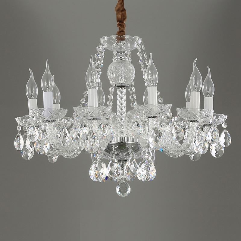 Lustre en cristal transparent, plafonnier décoratif de luxe européen