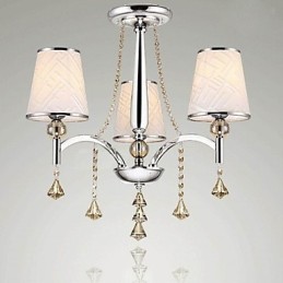 Lustre moderne contemporain en cristal et métal chromé