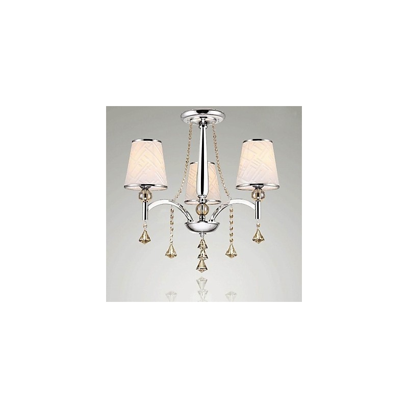 Lustre moderne contemporain en cristal et métal chromé