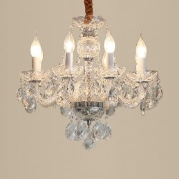 Lustre européen en cristal transparent, corps en verre, 8 lumières