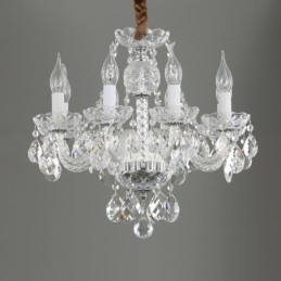 Lustre européen en cristal transparent, corps en verre, 8 lumières