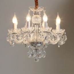 Lustre européen en cristal transparent, corps en verre, 8 lumières