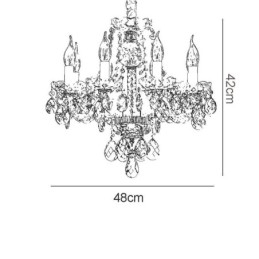 Lustre européen en cristal bleu, corps en verre, 8 lumières
