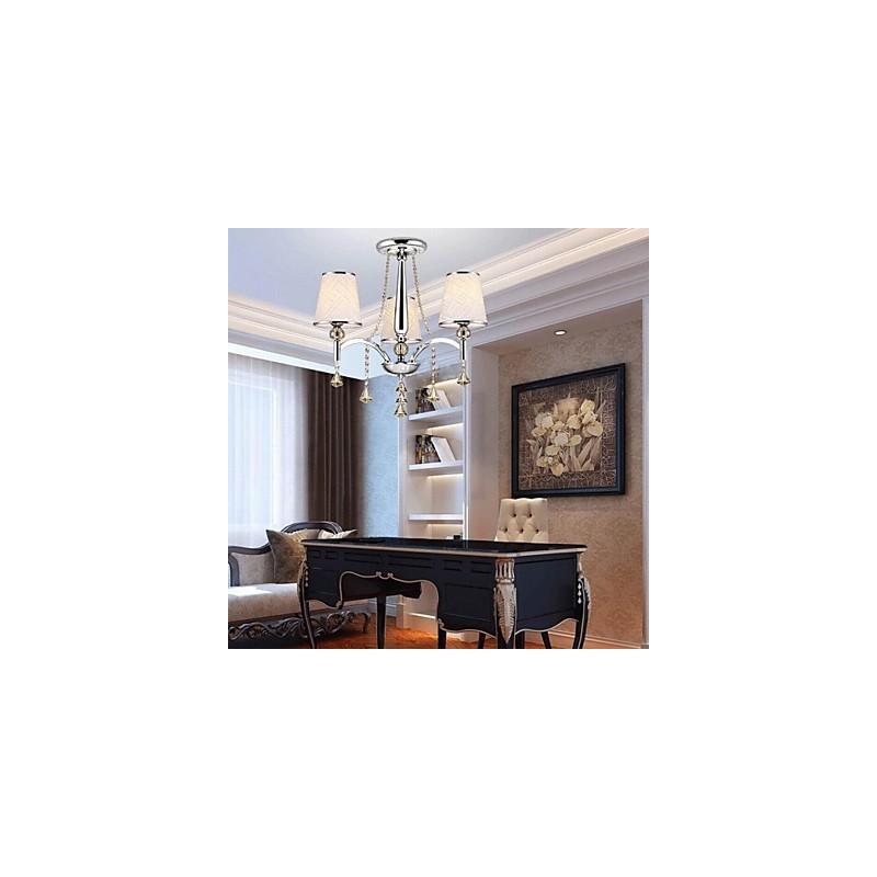 Lustre moderne contemporain en cristal et métal chromé