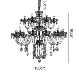 Lustre en cristal élégant, couleur cognac européen, plafonnier, corps en verre, double couche, 12 + 6 lumières
