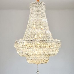 Lustre rétro en cristal de luxe américain avec 18 lumières