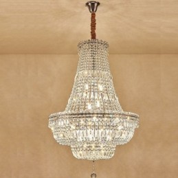 Lustre rétro en cristal de luxe américain avec 18 lumières