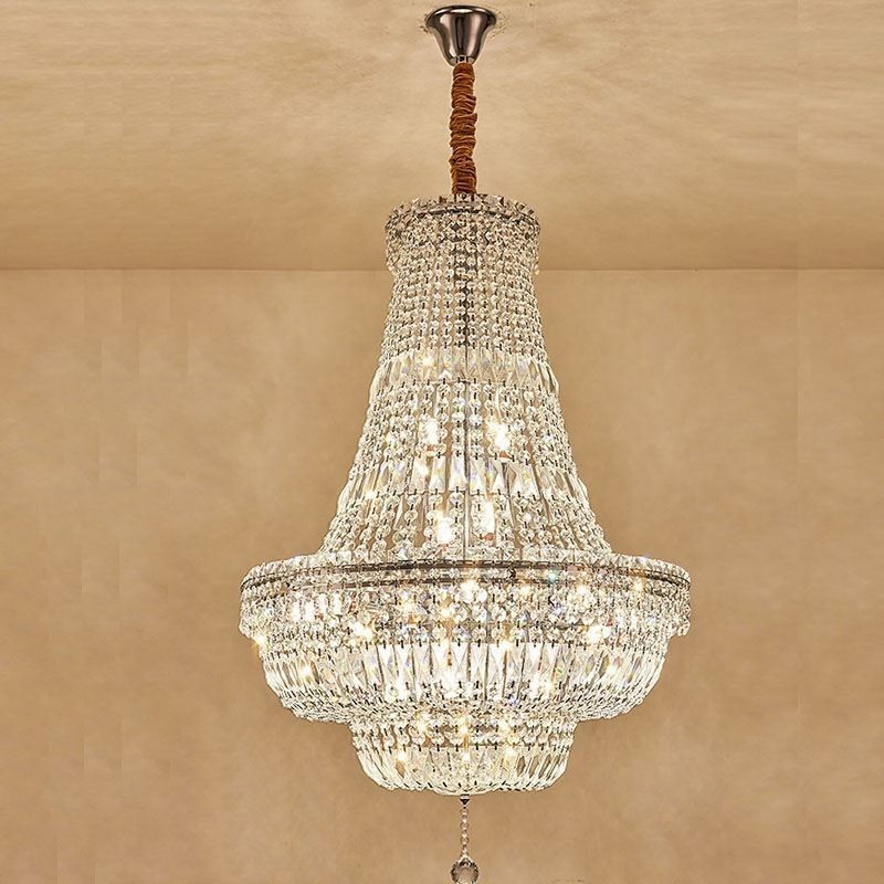 Lustre rétro en cristal de luxe américain avec 18 lumières