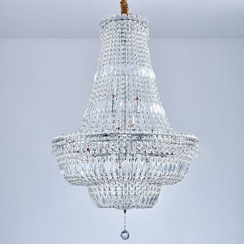 Lustre rétro en cristal de luxe américain avec 18 lumières
