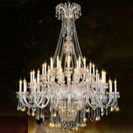 Lustre en cristal européen, plafonnier décoratif en cristal avec 65 lumières